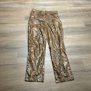 Brown snake print faux leather pants